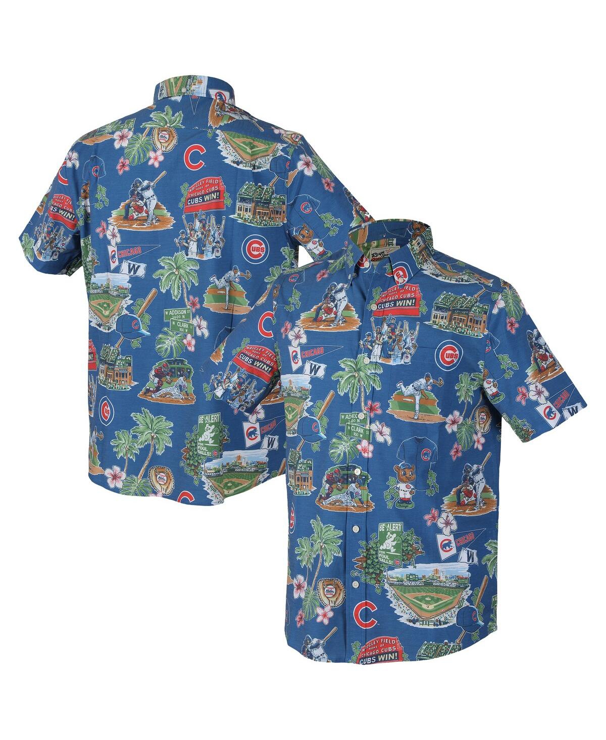 Men's Royal Chicago Cubs Scenic Tri-Blend Button-Down Shirt - Royal