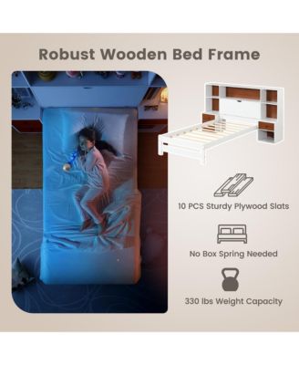 Twin Bed Frame w/ Storage Headboard & Nightstands 7 Compartments 3 Drawers