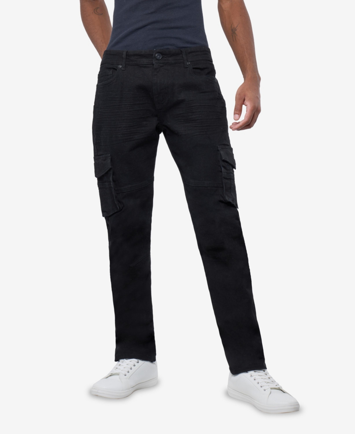 Xray Men's Slim Fit Flex Cargo Jeans - Jet black