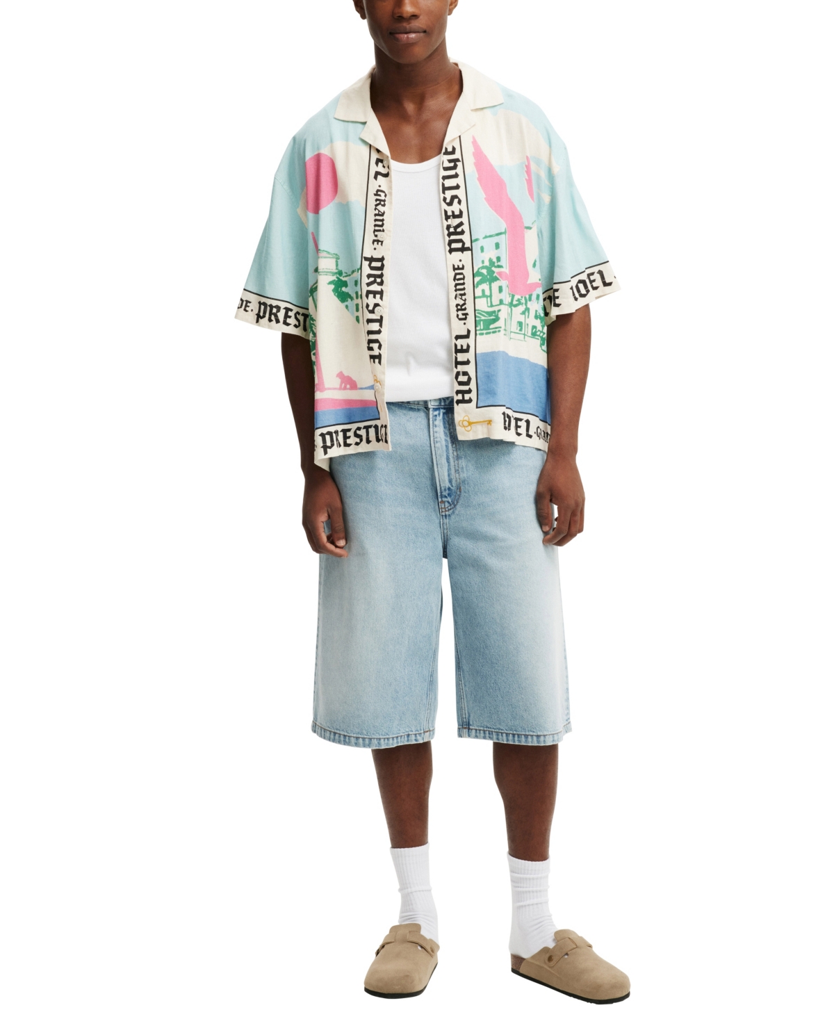 COTTON ON MEN'S CABANA SHORT SLEEVE SHIRT 