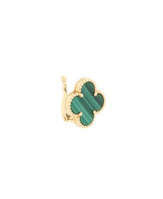 Vintage Alhambra Earrings 18K Gold and Malachite