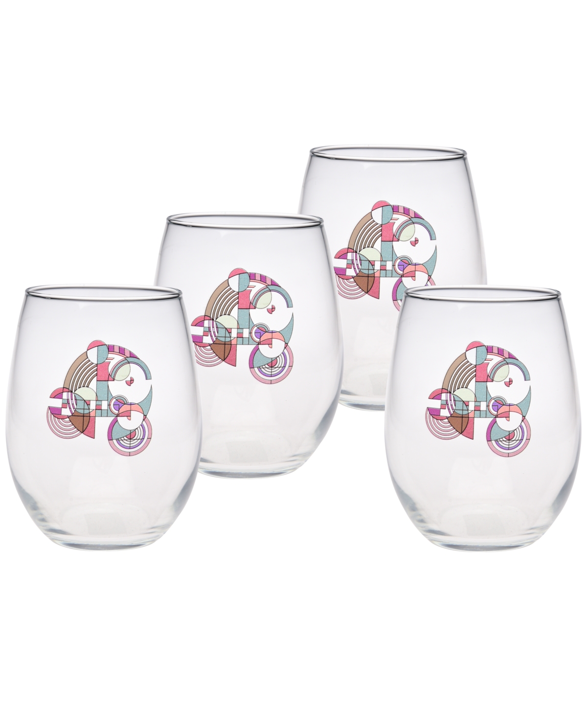 Frank Lloyd Wright Hoffman Rug Stemless Wine Glasses, Set Of 4