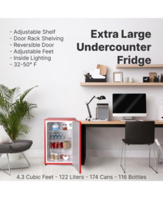Premium 122L Solid Door Mini Fridge 4.3 Cu.ft. Freestanding Under-Counter Mini Refrigerator in Red