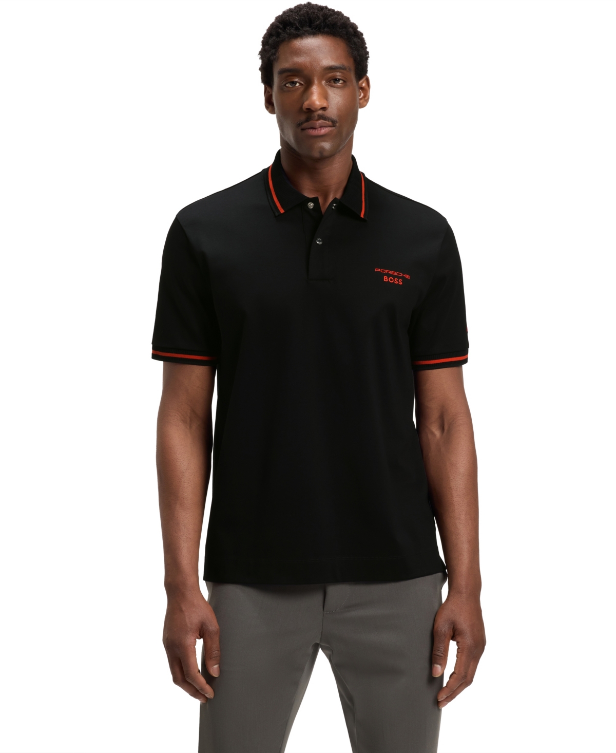 Porsche x Boss Men's Cotton Moisture Control Polo Shirt - Orange