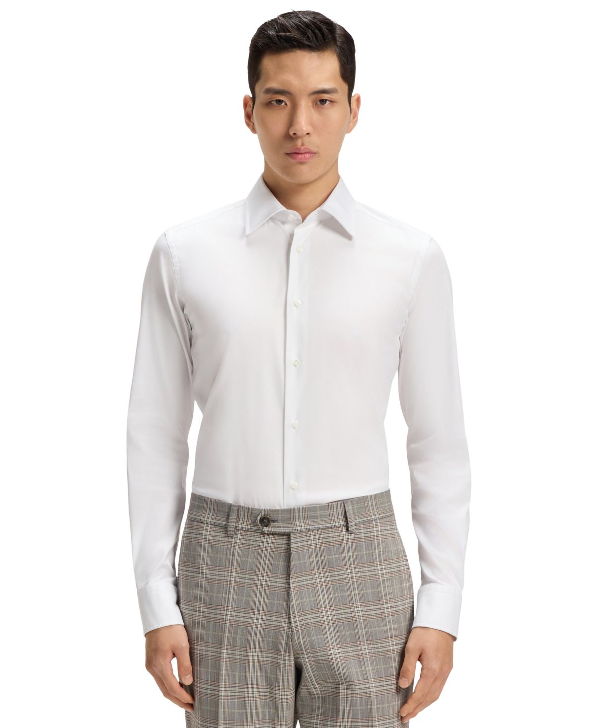 Мужская приталенная рубашка из хлопчатобумажной смеси