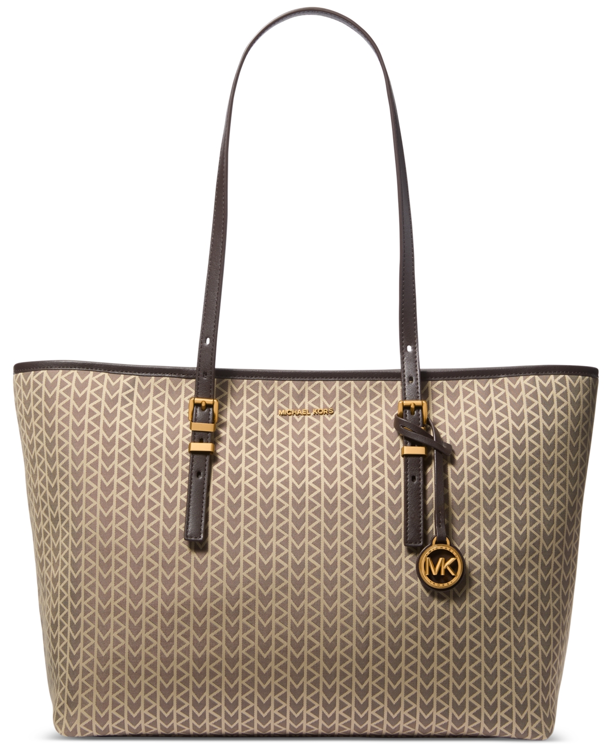Michael Michael Kors Quinn Extra Large Logo East West Tote - Natural/chocolate