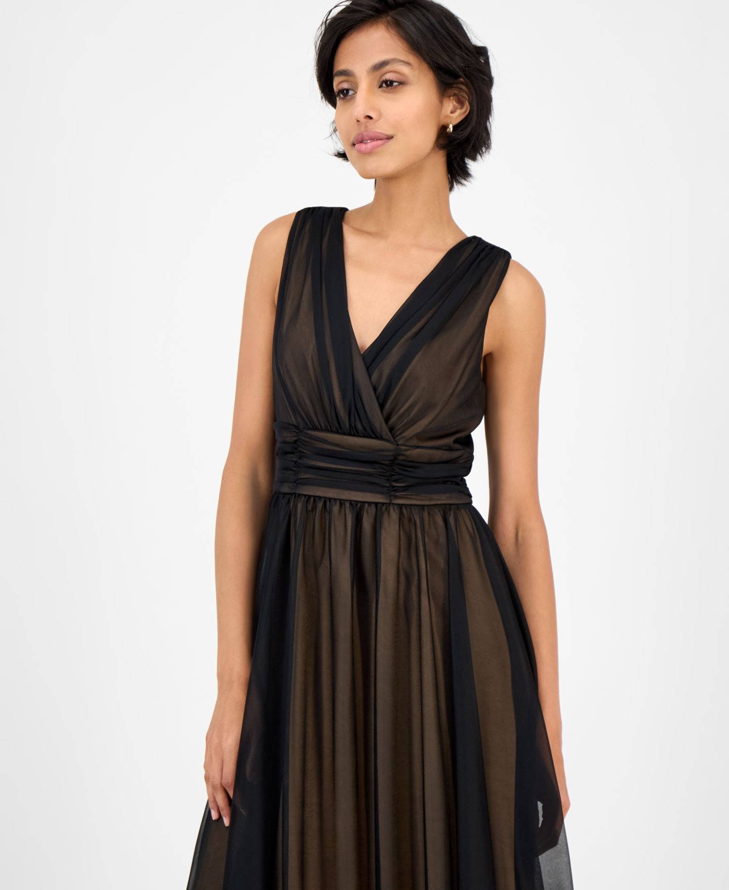 Женское платье Connected Petite Sleeveless Chiffon, цвет: Тёмно-зелёный золотой — фото 8
