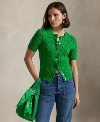 Polo Ralph Lauren - Women's Cable-Knit Cotton Short-Sleeve Cardigan
