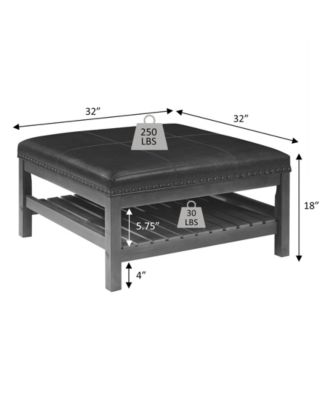 32" Designs4Comfort Silverton Coffee Table Cocktail Ottoman with Storage Shelf