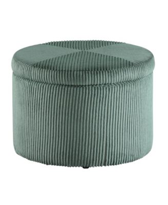 22" Designs4Comfort Round Corduroy Shoe Storage Ottoman with Reversible Tray Lid