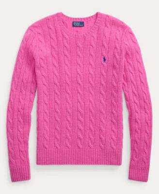 Women's Cable Wool-Cashmere Crew Neck Sweater