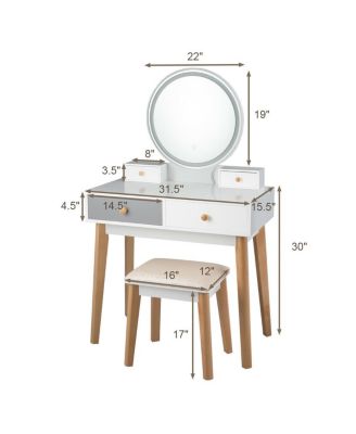 Makeup Dressing Table with 4 Drawers and Lighted Mirror