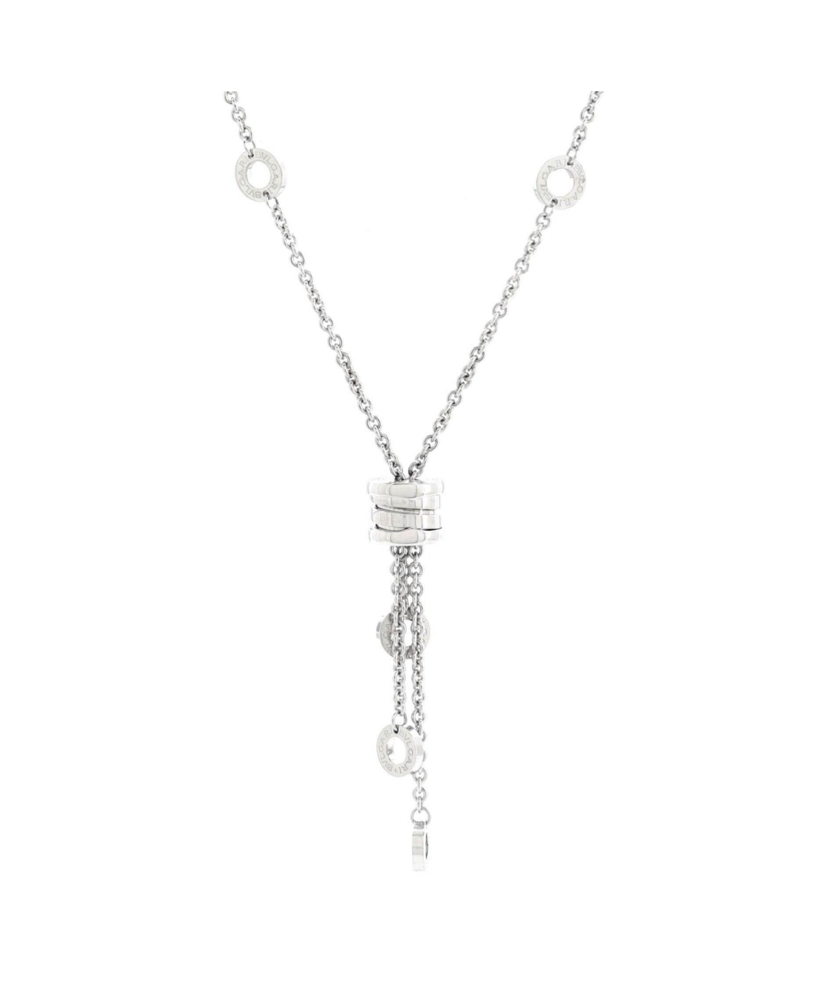 B.Zero1 3 Charm Necklace 18K White Gold with Diamonds - 18k white gold