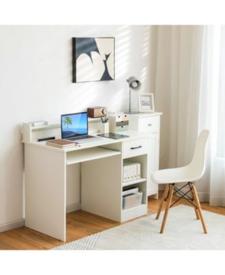 Set of 1 Study Laptop Table with Drawer and Keyboard Tray