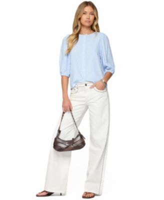 Edikted Women's Pinstripe Linen Look Button Up Shirt - Macy's