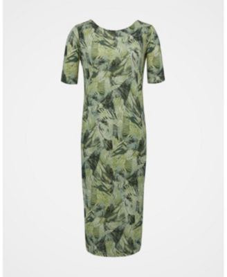 Women's Linen Blend Button Back Midi Dress