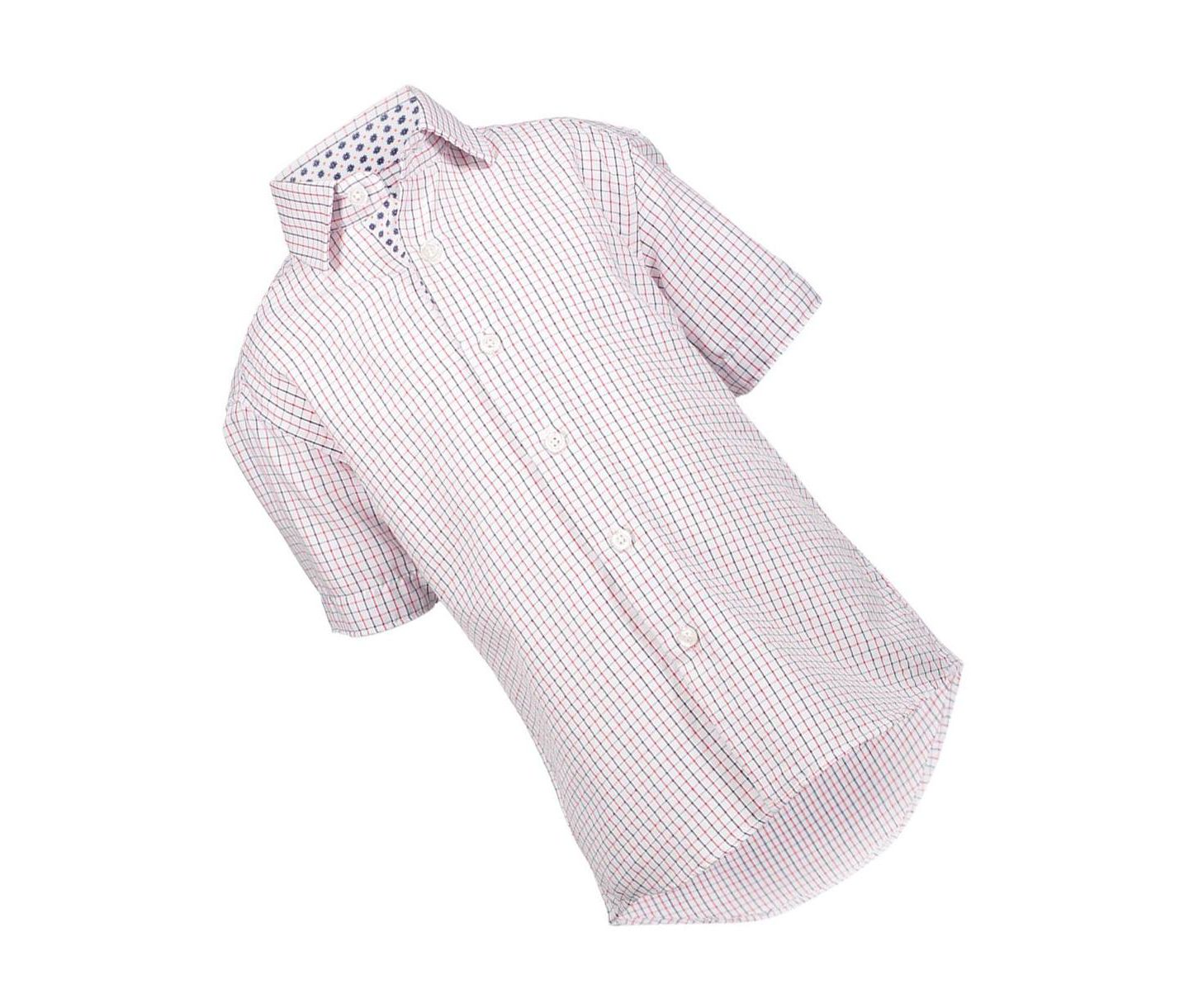 Рубашка Elie Balleh Red Short Sleeve Navy Tattersal Slim Fit Shirt для мальчиков, цвет: Красный — фото 2