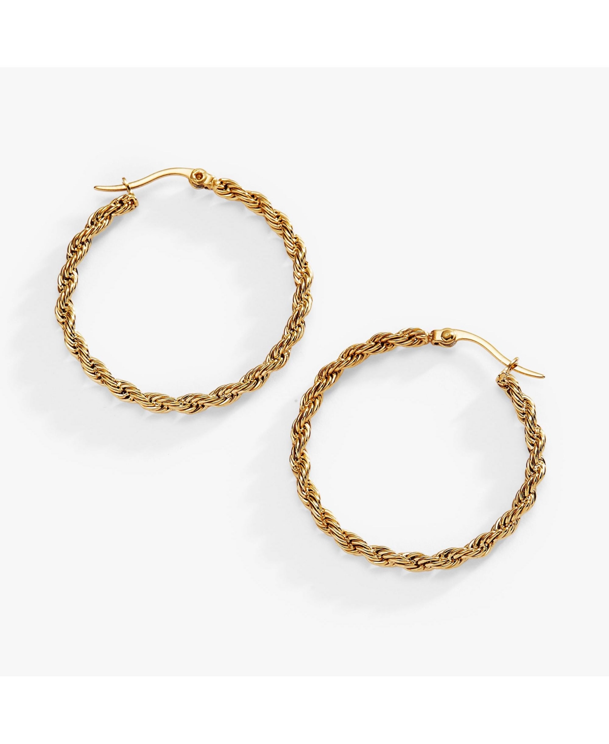 Frozen French Rope Chain Hoop Earrings - Gold