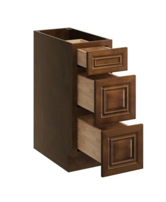 W12" X H34.5" X D24" Kitchen Cabinet Floor Base Cabinet With 3 Drawers