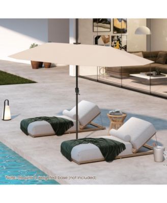 13 FT Large Patio Umbrella with LED Solar Lights and Crank Handle