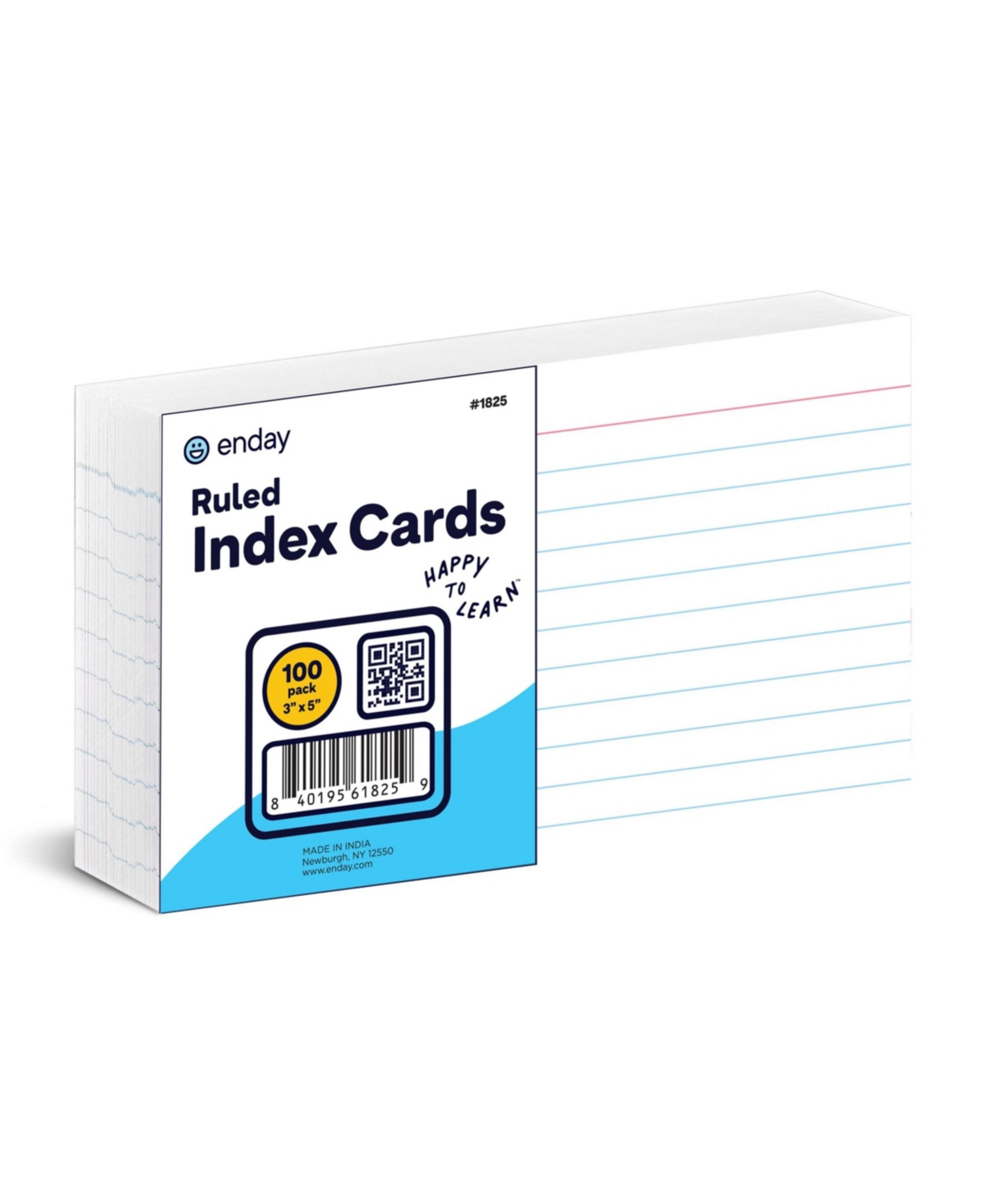 Index Cards Ruled Colored Heavy Weight Durable 3 X 5 Inch Plain Back Lined Note Cards for School Home and Office - 100 Cards - Enday - Assorted Pre-Pa