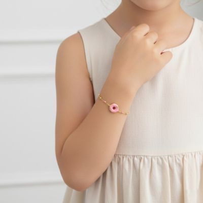 14K Gold Plated with Pink Donut Charm Bracelet