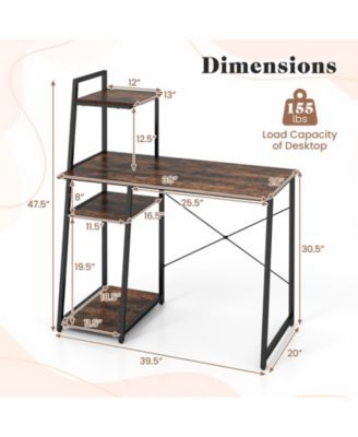 Computer Desk with Shelves and 3-Tier Storage Bookshelf