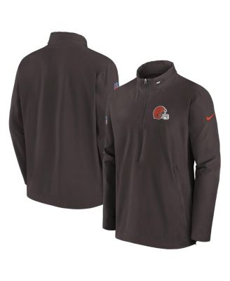 Nike - Men's Brown Cleveland Browns Sideline Coach Half-Zip Jacket