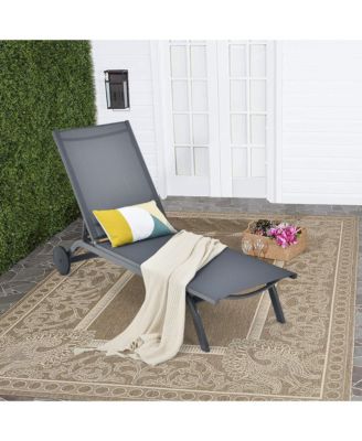 Set of 2 Patio Chaise Lounge Chair Aluminum Adjustable Recliner w/ Wheels