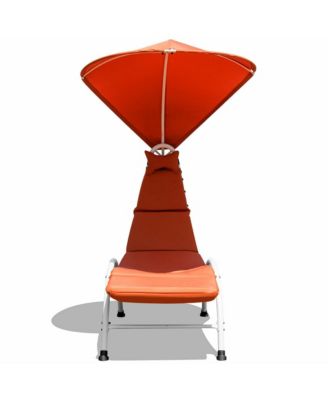Outdoor Patio Lounge Chair Chaise w/ Steel Frame Cushion Canopy