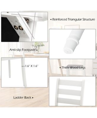 Wooden Dining Chair Set of 2 w/ Acacia Wood Legs Padded Cushion Ladder Back