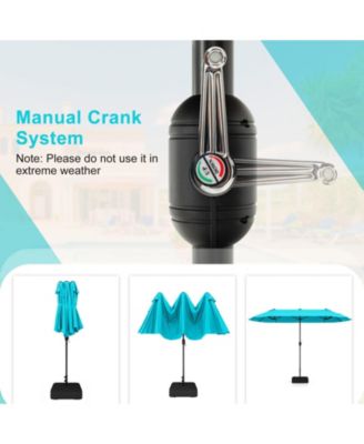 13 Feet Double-Sided Patio Twin Table Umbrella with Crank Handle