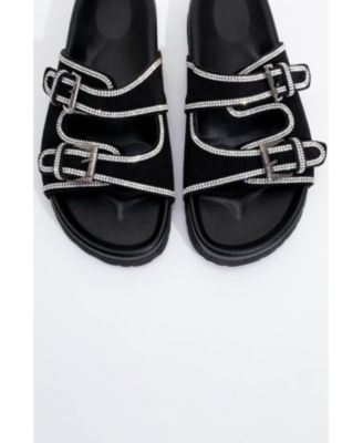 Allen Rhinestone Leather Slide Sandal (Women)