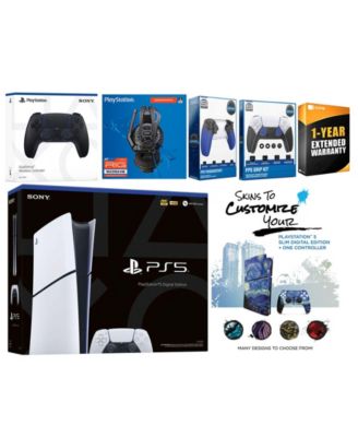 Playstation 5 1TB of Storage Slim Digital with Extra Controller, Plantronics Headset, Trigger Stop Kit,FPS Grip Kit and MightySkins Decal Voucher