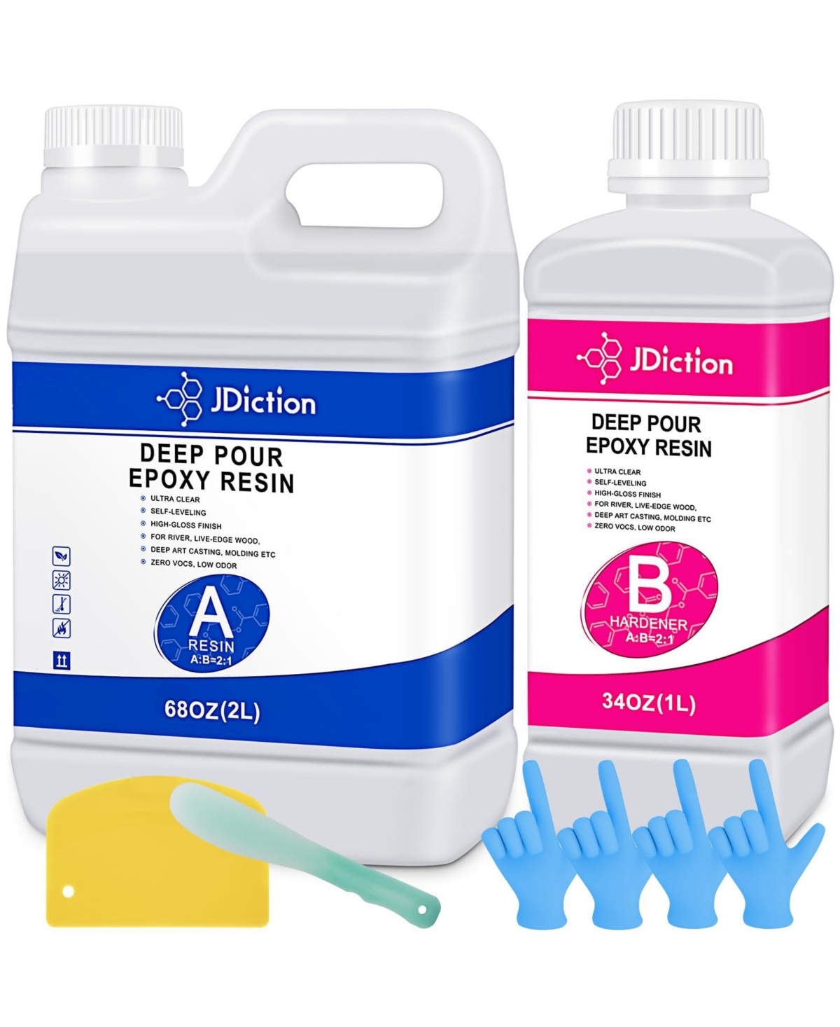 Crystal Clear Deep Pour Epoxy Resin Kit - 3/4 Gallon Self-Leveling Formula for River Tables, Live Edge & Wood Filler (2:1 Mix Ratio)