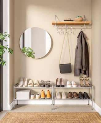2-Tier Metal Mesh Stackable Shoe Rack