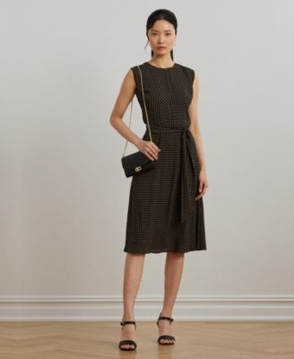 Lauren Ralph Lauren - Women's Geo-Print Belted Bubble Crepe Dress