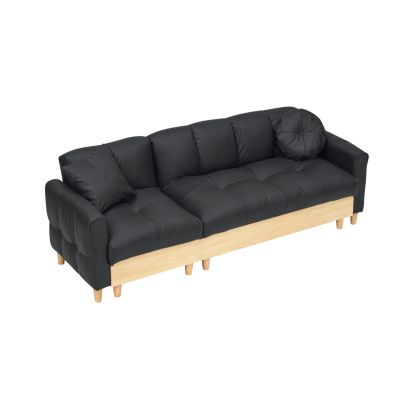 Streamdale 87" Black Tech Sofa Bed with Storage