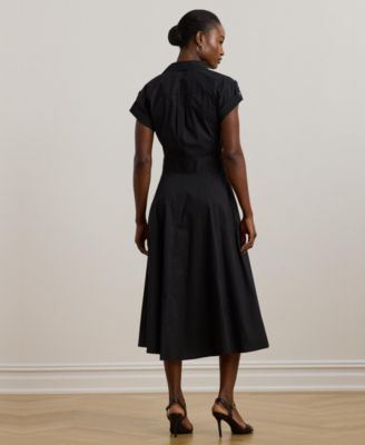 Women's Buckle-Trim Cotton-Blend Shirtdress