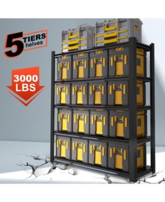 83.86 Inches Wide Black Metal Shelves, with 5 Removable Dividers, Large Capacity, Strong Load Bearing, Suitable for Garage, Kitchen and Office.