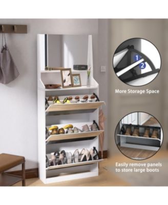 Streamdale 3-Mirror White Shoe Cabinet for Entryway
