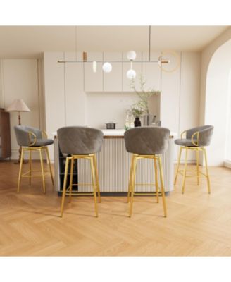 30" Swivel Velvet Bar Stools Set of 4