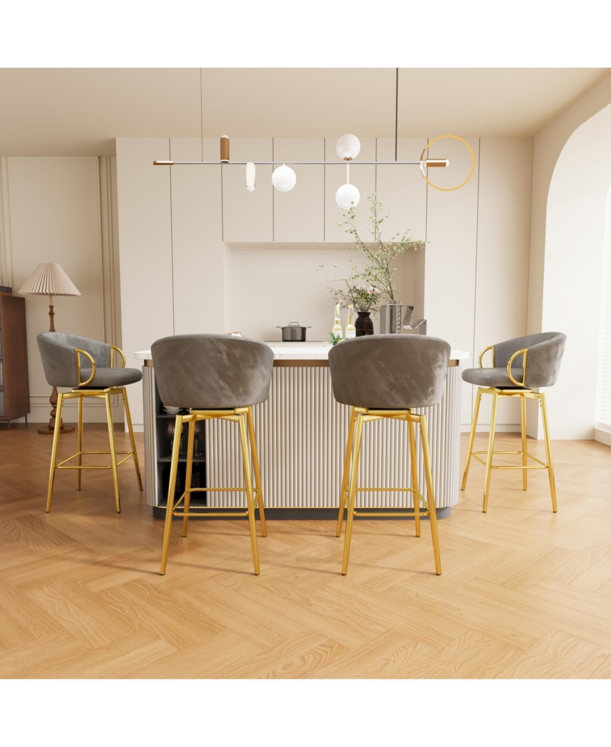 Streamdale Furniture 30" Swivel Velvet Bar Stools Set of 4