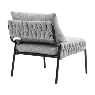Single Braided Upholstered Lounge Chair with Metal Frame