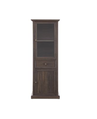 Freestanding Glass Door Cabinet with Drawer for Living & Office Spaces