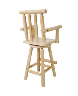 Rustic Fir Bar Stool with Armrests and Footrest (4ft, Light Brown)