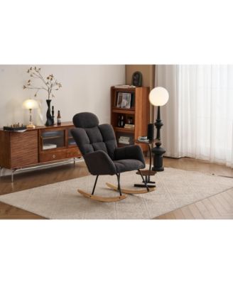 Streamdale Mid Century Modern Rocking Glider Chair with Teddy Fabric Upholstery