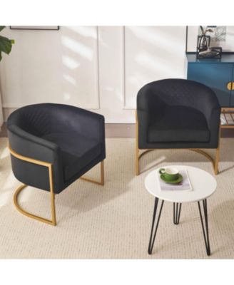 Streamdale Upholstered velvet chair Gold metal bracket, medieval living room office tea room lounge chair with curved backrest