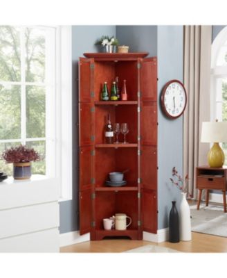 Corner Pantry 4-Tier, 8 Doors, Adjustable Shelves Storage Cabinet