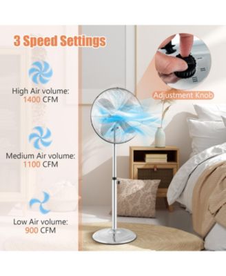 16 Inch Pedestal Standing Fan Oscillating Pedestal Fan with 3 Speeds and Adjustable Height